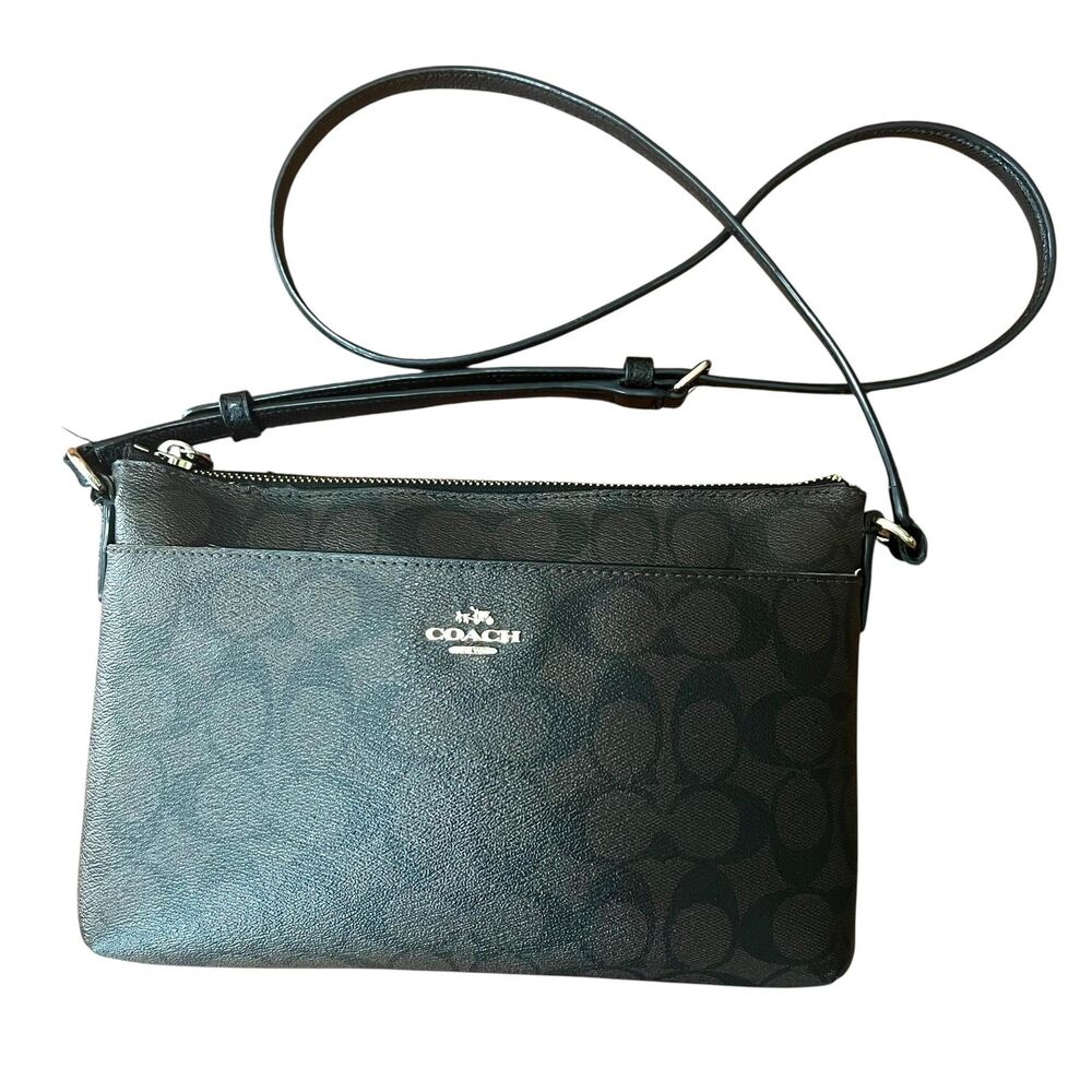 Coach Crossbody Bag Womens Small Brown Signature Avary PVC Leather Logo Purse